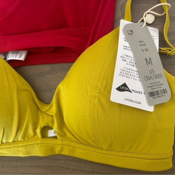 NWT PAIR of Neiwai Pure Comfort Bra 🍒 and Twin Cross Bra 🍋‍🟩Tencel- Mediums - Picture 7 of 10